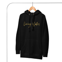 Front View Of A Living Water Eternal Life Hoodie In Black On Hanger