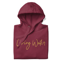 Close Up Of A Living Water Eternal Life Hoodie In Maroon