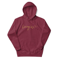 Front View Of A Living Water Eternal Life Hoodie In Maroon