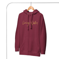 Front View Of A Maroon Living Water Eternal Life Hoodie On Hanger