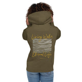 Woman Wearing A Living Water Eternal Life Hoodie In Military Green