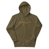 Front View Of A Living Water Eternal Life Hoodie In Military Green