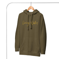 Front View Of A Living Water Eternal Life Hoodie In Military Green