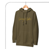 Front View Of A Living Water Eternal Life Hoodie In Military Green