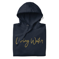 Close Up Of A Living Water Eternal Life Hoodie In Navy