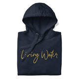 Close Up Of A Living Water Eternal Life Hoodie In Navy