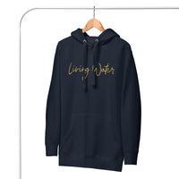 Front View Of A Living Water Eternal Life Hoodie In Navy, Front View