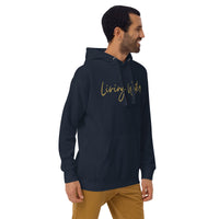 Man Wearing A Navy Living Water Eternal Life Hoodie , Front View