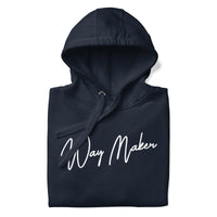 Close Up Of A Navy Way Maker Hoodie