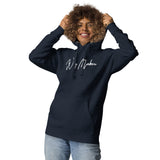Woman Wearing A Navy Way Maker Hoodie, Front View