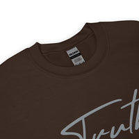 Close Up Of A Brown Truth Sweatshirt