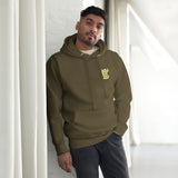 Man Wearing A Child Of God Hoodie In Military Green, Front View
