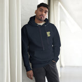 Man Wearing A Navy Child Of God Hoodie, Front View