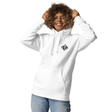 Woman Wearing A White Arise Hoodie, Front View