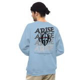Man Wearing A Light Blue Arise Sweatshirt