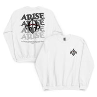 Back And Front View Of A White Arise Sweatshirt