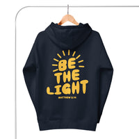 Navy Be The Light Hoodie On Hanger