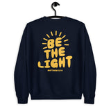 Back View Of A Navy Be The Light Sweatshirt On Hanger
