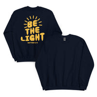 Front And Back View Of A Be The Light Sweatshirt In Navy