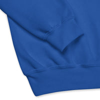 Close Up Detail Of A Be The Light Sweatshirt In Royal Blue