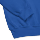 Close Up Detail Of A Be The Light Sweatshirt In Royal Blue