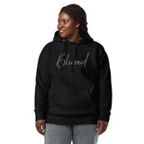 Woman Wearing A Black Blessed Hoodie