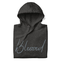 Grey Blessed Hoodie Close Up