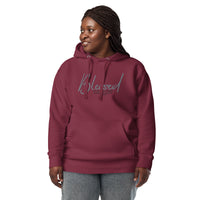 Woman Wearing A Maroon Blessed Hoodie