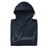Navy Blessed Hoodie Close Up