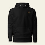 Black hoodie with a gold CHI RHO