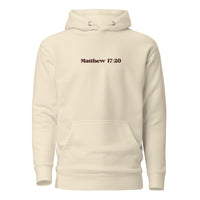 Front View Of Faith Can Move Mountains Hoodie In Bone