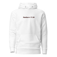Front View Of Faith Can Move Mountains Hoodie In White