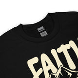 Close Up Of A Black Faith Moves Mountains Sweatshirt