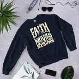 Front View Of A Faith Moves Mountains Sweatshirt In Navy