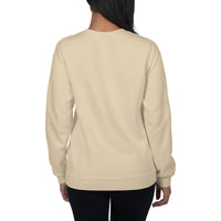 Woman Wearing A Sand Faith Can Move Mountains Sweatshirt, Back View