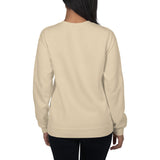 Woman Wearing A Sand Faith Can Move Mountains Sweatshirt, Back View