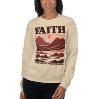 Woman Wearing A Sand Faith Can Move Mountains Sweatshirt