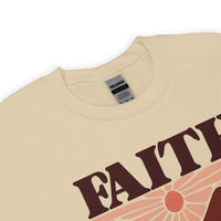 Close Up Of A Faith Can Move Mountains Sweatshirt In Sand