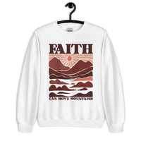 White Faith Can Move Mountains Sweatshirt On Hanger