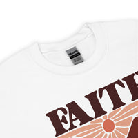 Close Up Of A White Faith Can Move Mountains Sweatshirt