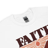 Close Up Of A White Faith Can Move Mountains Sweatshirt
