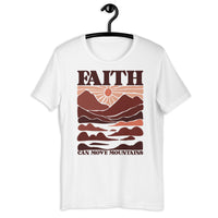 White Faith Can Move Mountains T-shirt On Hanger