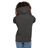 Back View Of A Woman Wearing A Charcoal Heather Faith Hoodie