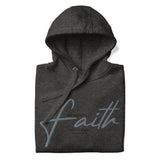 Charcoal Heather Faith Hoodie Close Up