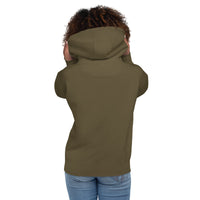 Back View Of A Woman Wearing A Military Green Faith Hoodie 