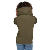 Back View Of A Woman Wearing A Military Green Faith Hoodie 