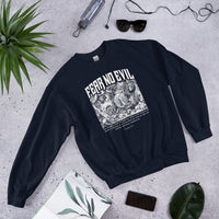 Front View Of A Fear No Evil Sweatshirt In Navy