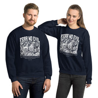A Couple Wearing A Fear No Evil Sweatshirt In Navy
