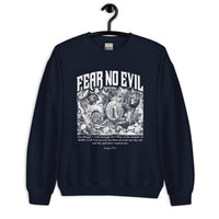 Front View Of A Fear No Evil Sweatshirt In Navy