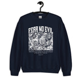 Front View Of A Fear No Evil Sweatshirt In Navy